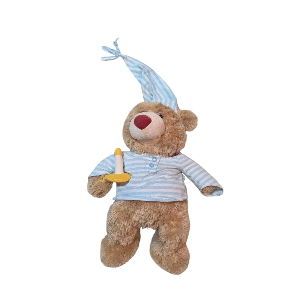 GUND BEDTIME BEAR Talking Plush Candle Night Shirt Cap 4031697 Works Non-smoking